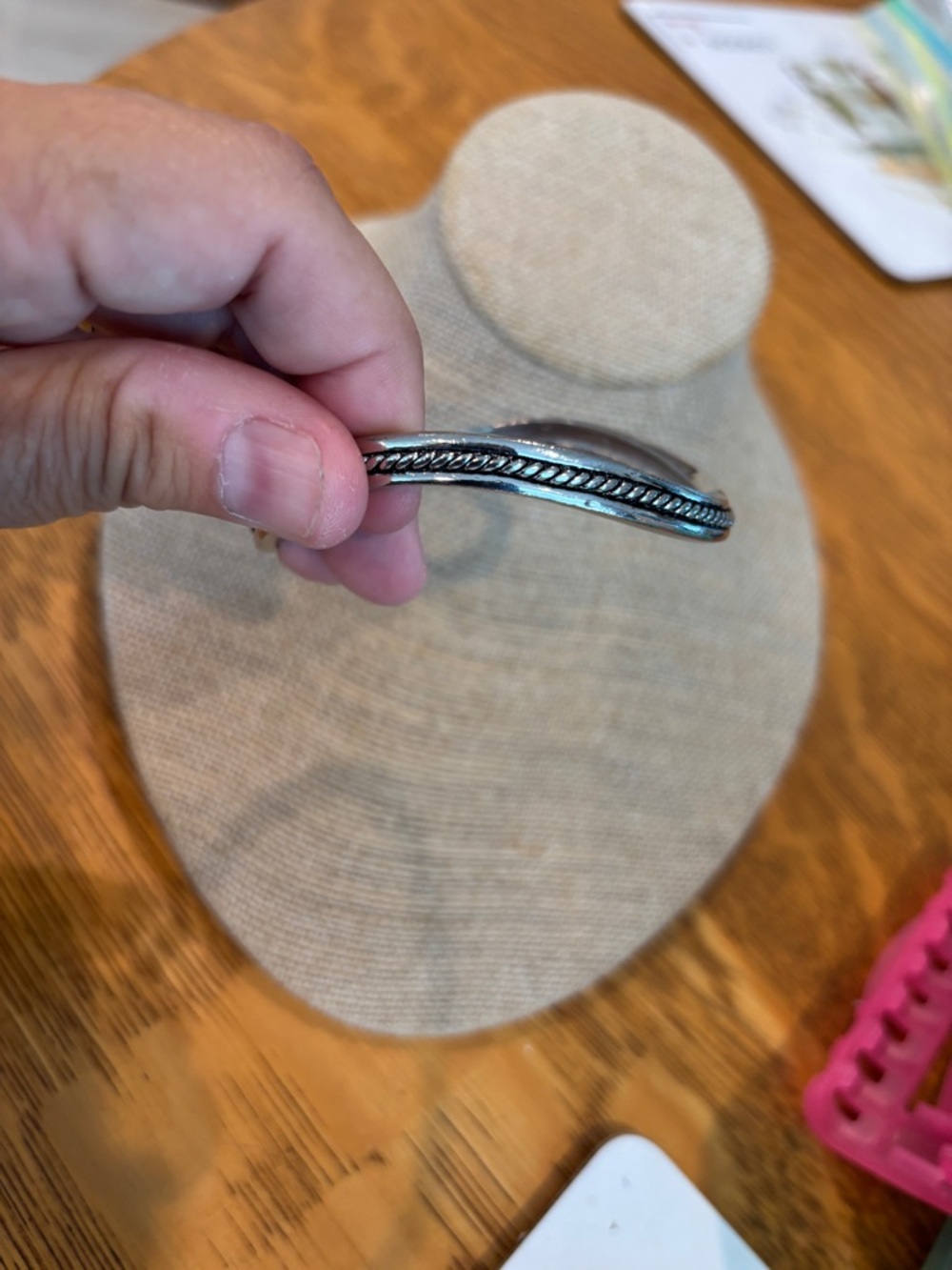 Silver Twisted Rope Bangle Bracelet - Picture 3 of 3